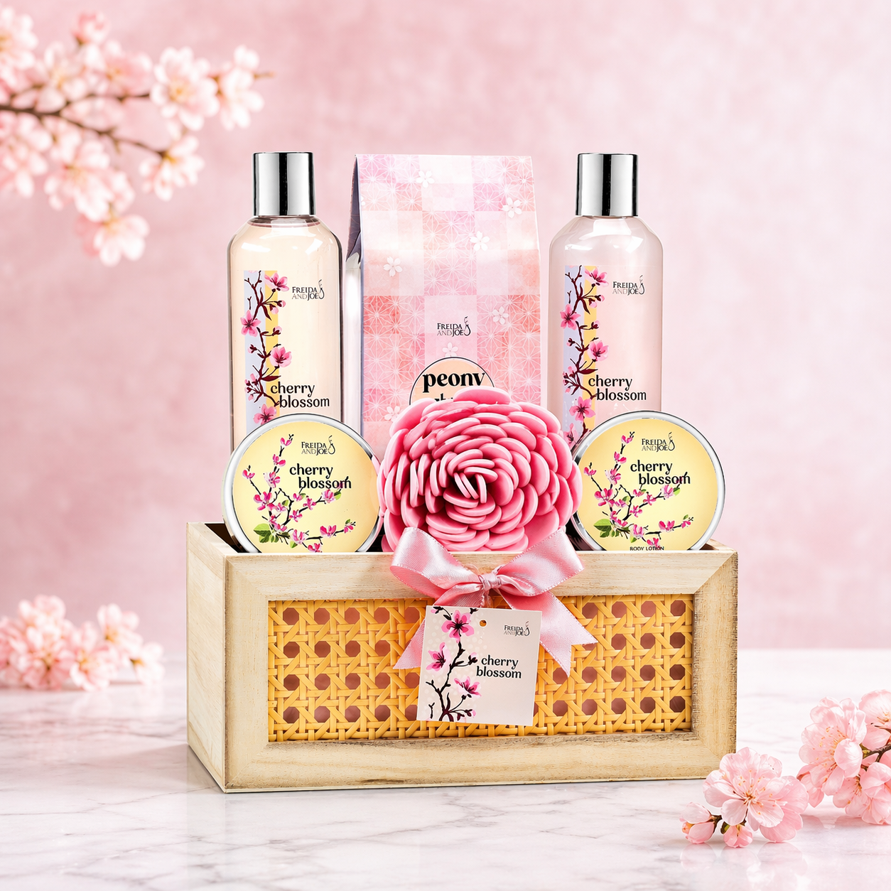 Cherry Blossom Spa Gift Basket for Women – Luxury Bath & Body Gift Set