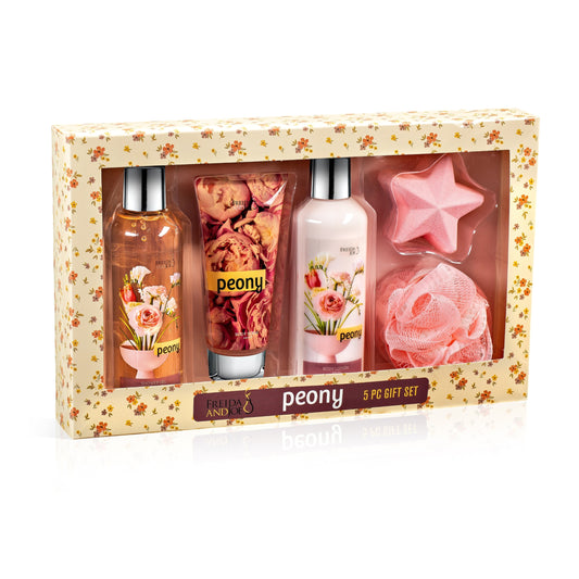 Peony Spa Gift Box – Mother's Day Spa Gift Basket for Mom, Luxury Bath & Body Set, Peony Scented Self Care Kit
