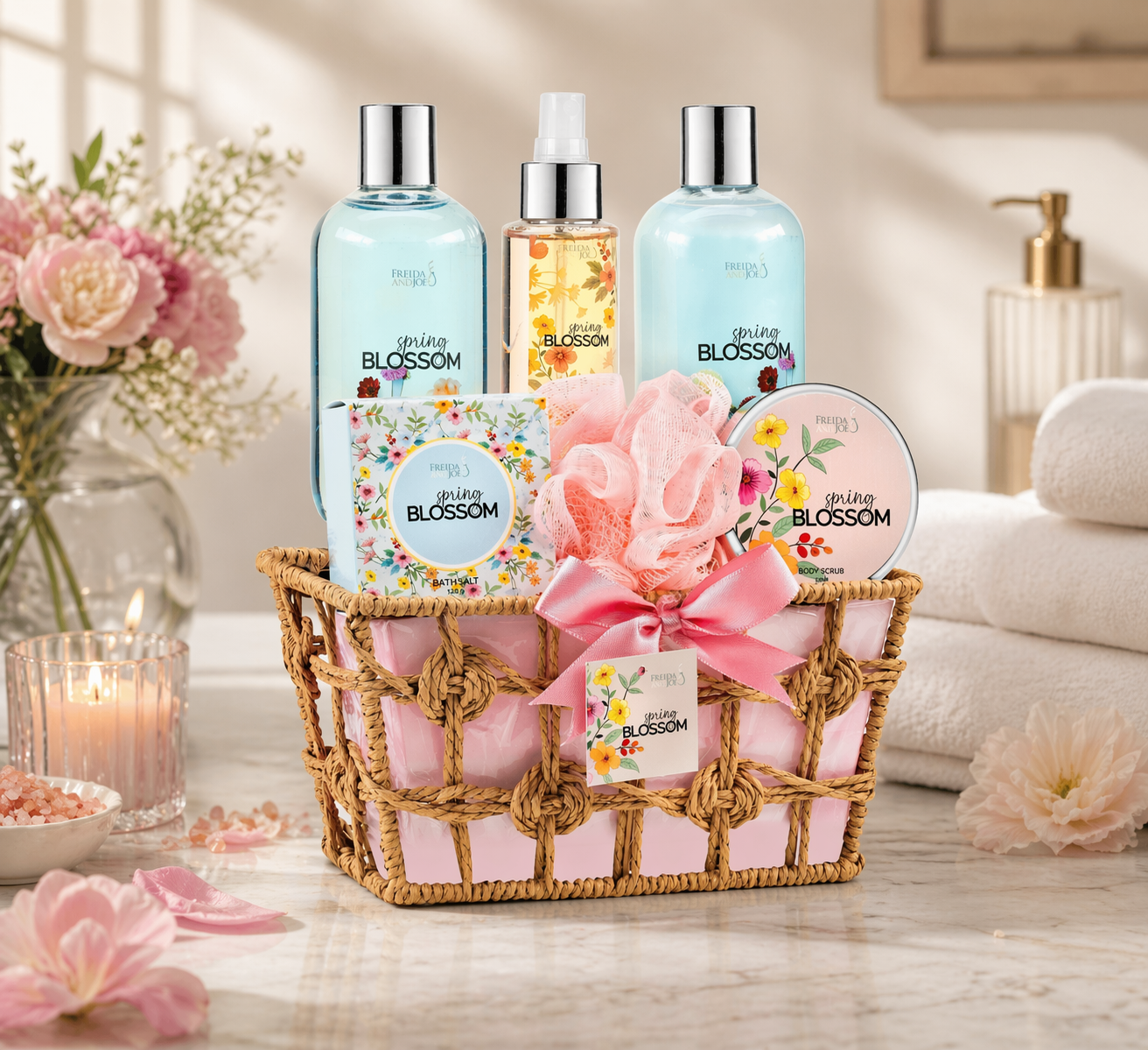 Spring Blossom Spa Gift Basket for Women – Mother’s Day Bath & Body Gift Set