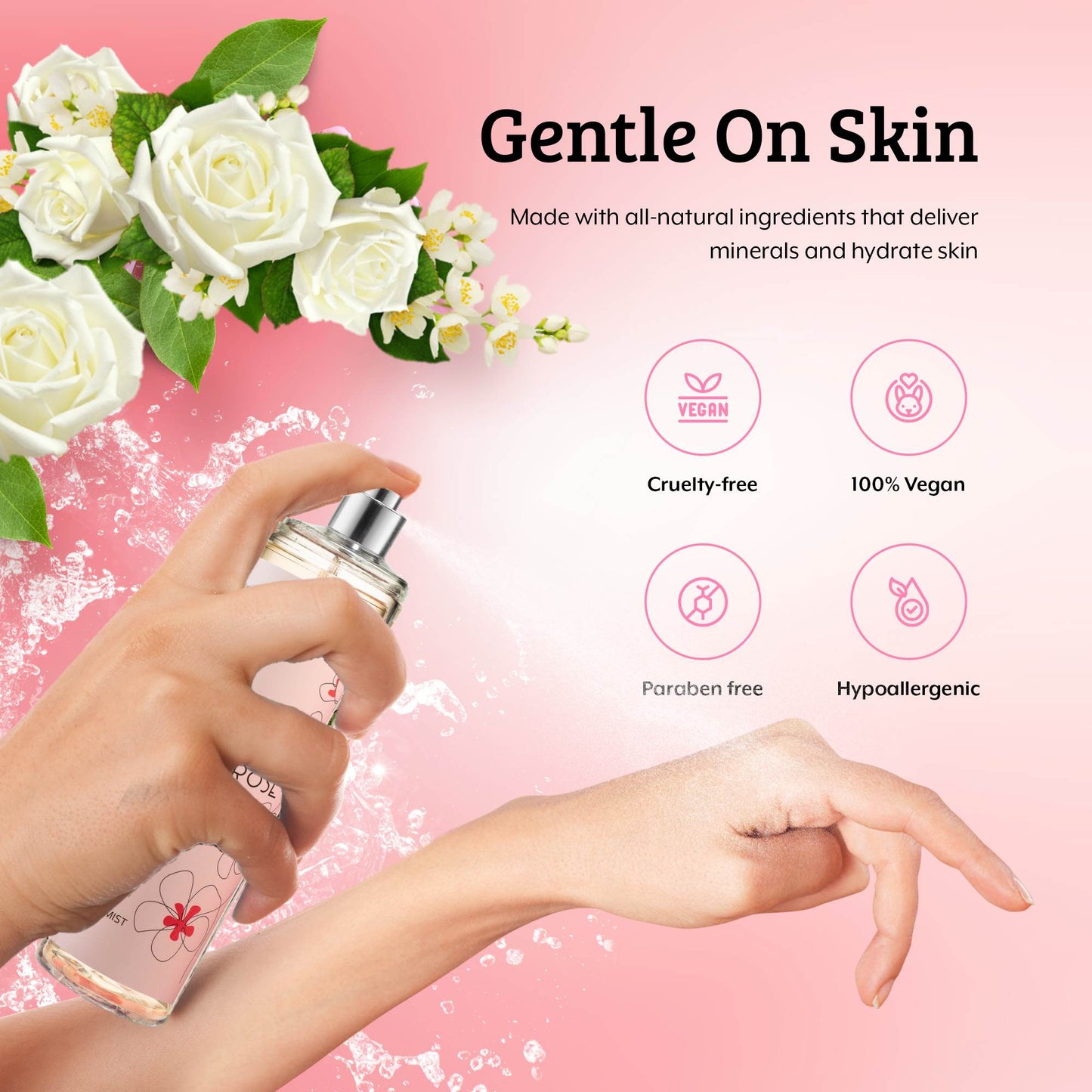White Rose Jasmine Fragrance Body Mist in 8oz Spray Bottle