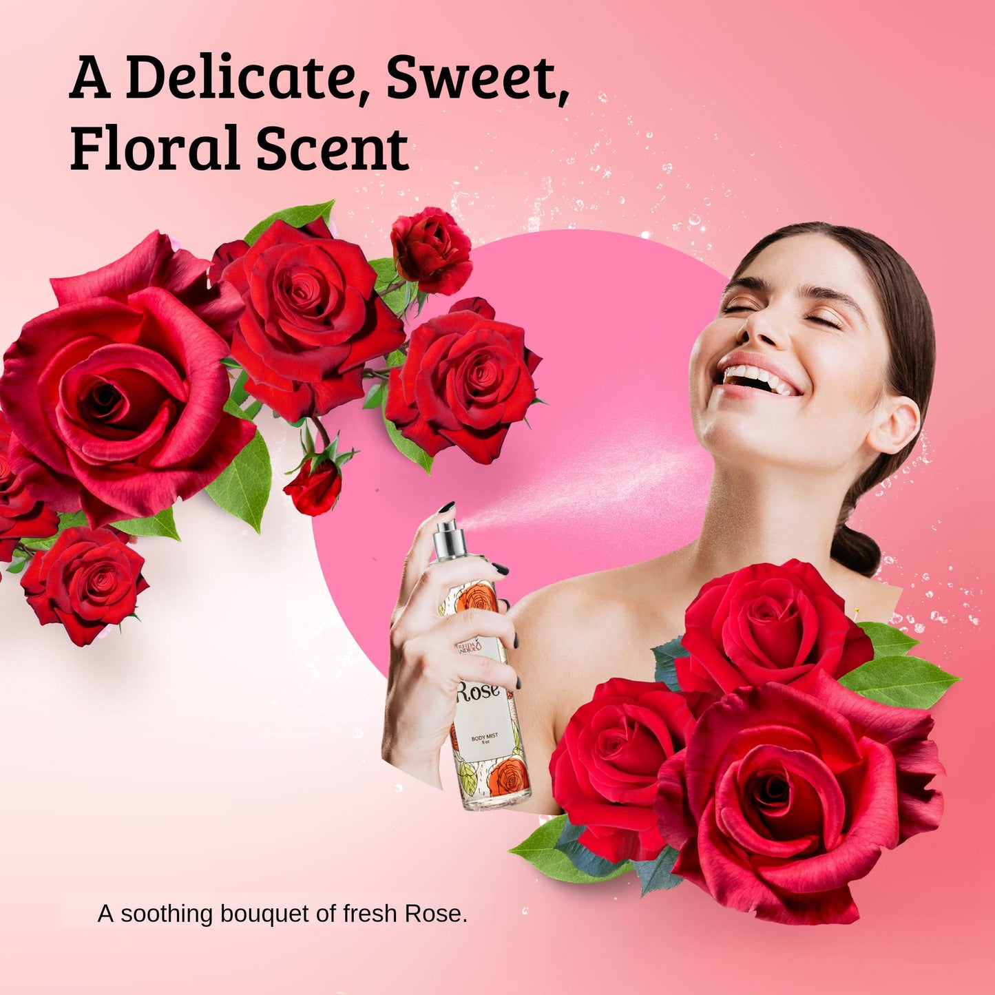 Rose Fragrance Body Mist in 8oz Spray Bottle