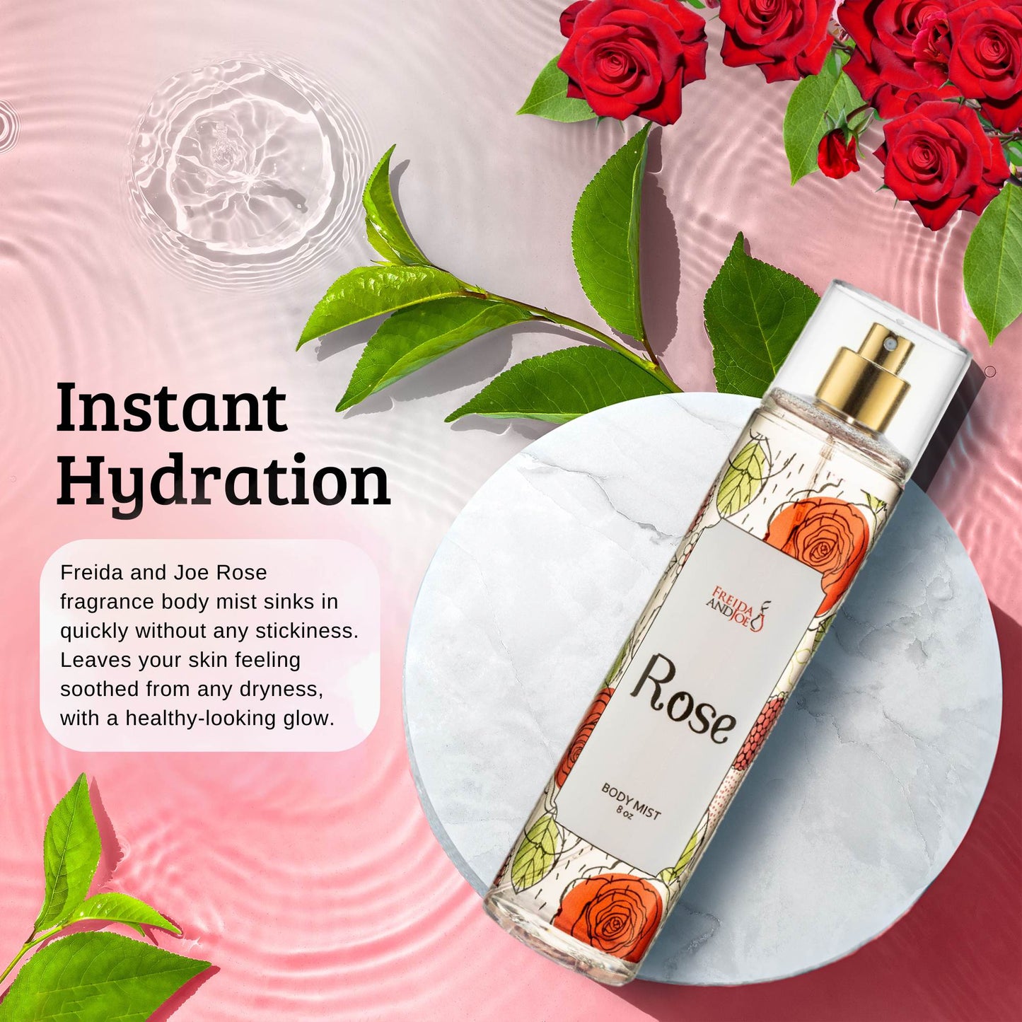 Rose Fragrance Body Mist in 8oz Spray Bottle