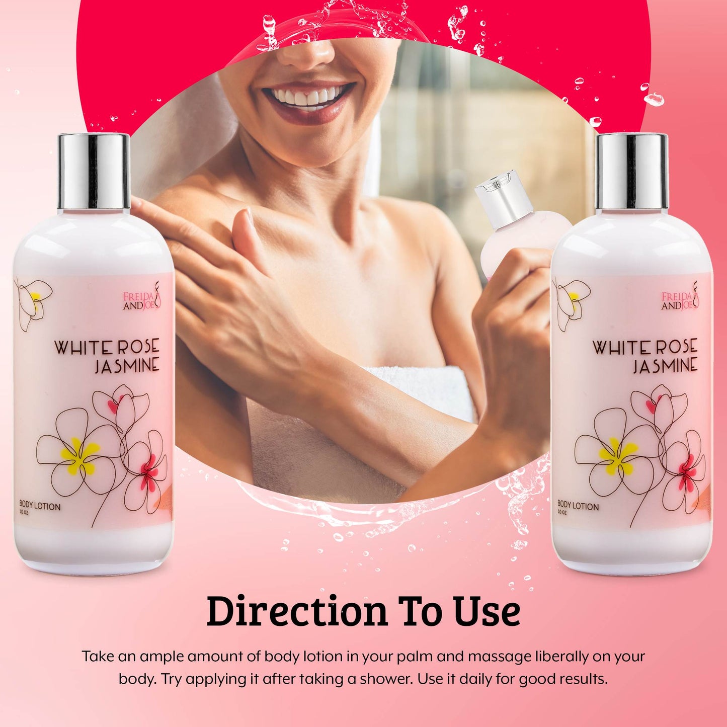 White Rose Jasmine Fragrance Body Lotion in 10oz Bottle