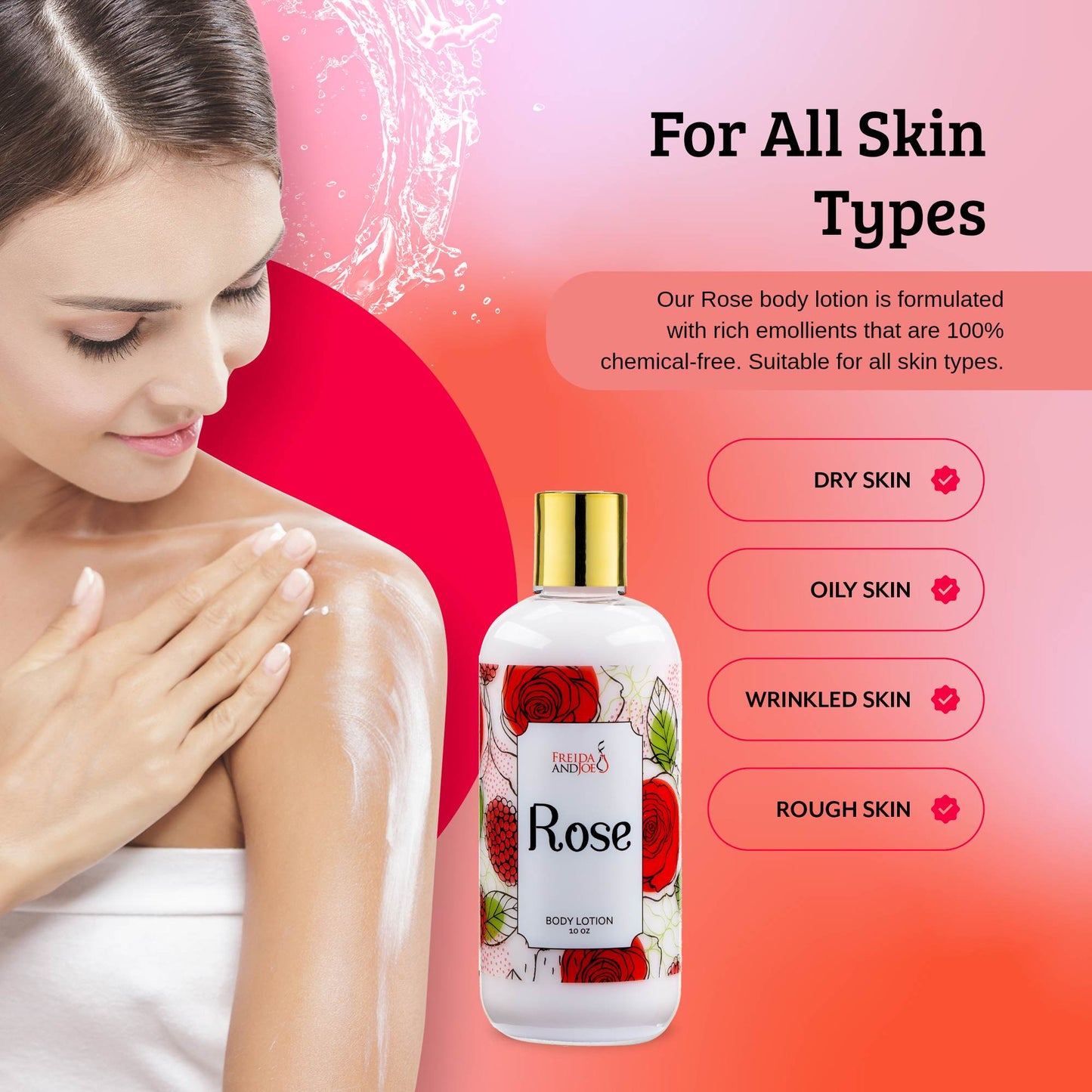 Rose Fragrance Body Lotion in 10oz Bottle