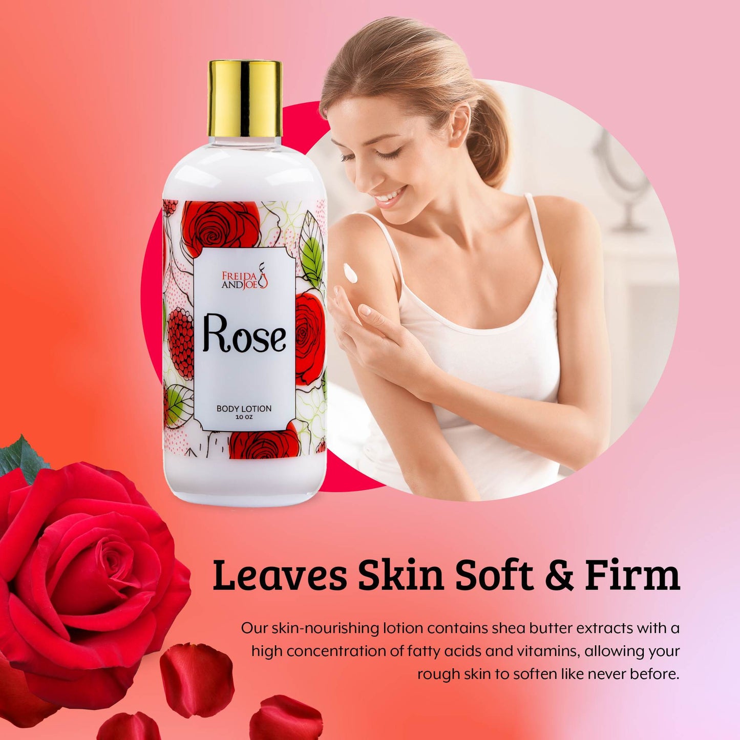 Rose Fragrance Body Lotion in 10oz Bottle