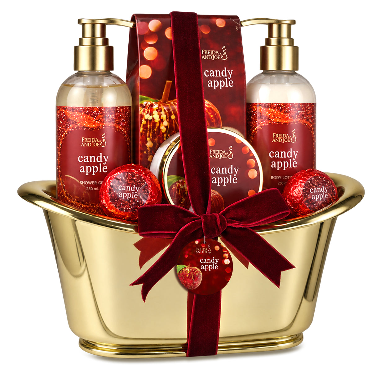 Freida & Joe Gold Bathtub Bath & Body Candy Apple Gold Tub Set - 6pc