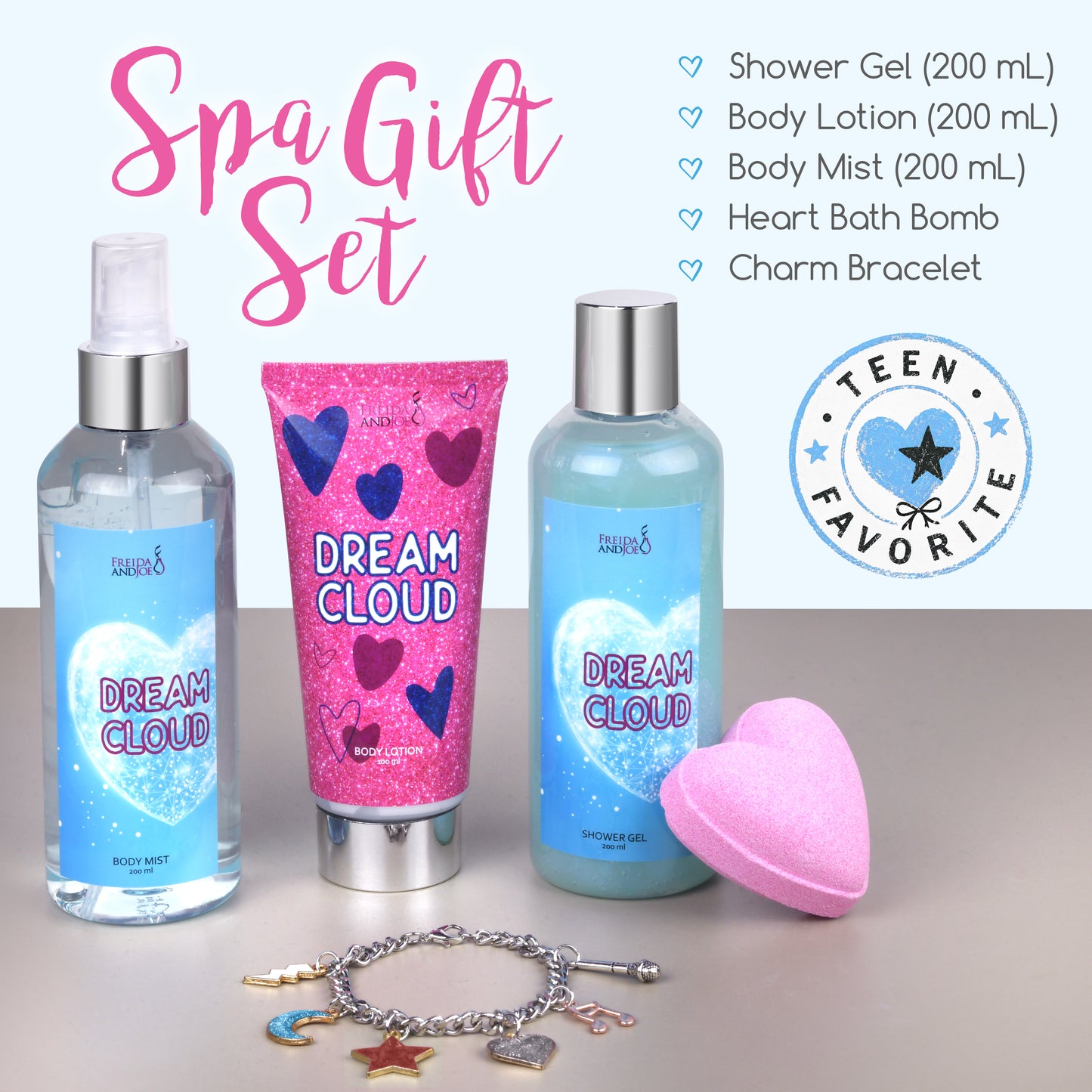 Dream Cloud Teen Spa Gift Set – 5piece Bath and Body Gift Set