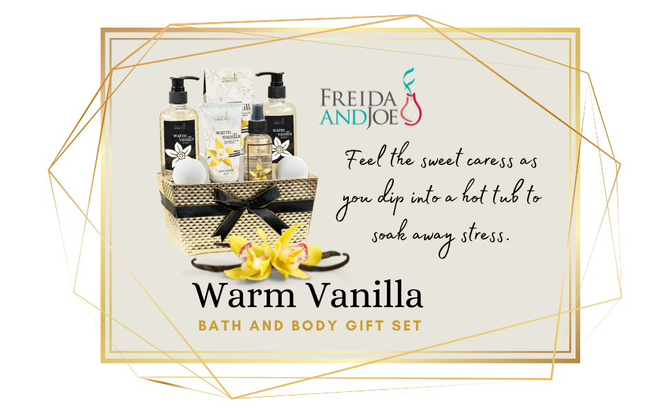 Warm Vanilla Bath & Body Gift Set in Gold Basket