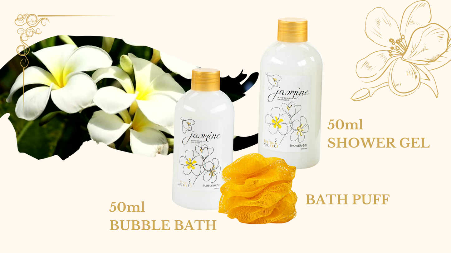 Jasmine Bath & Body Gift Set in White Tissue Box