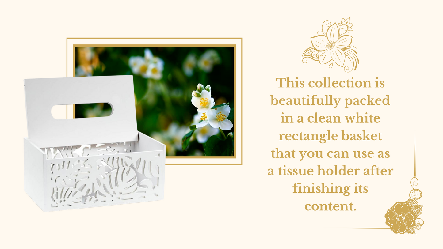 Jasmine Bath & Body Gift Set in White Tissue Box
