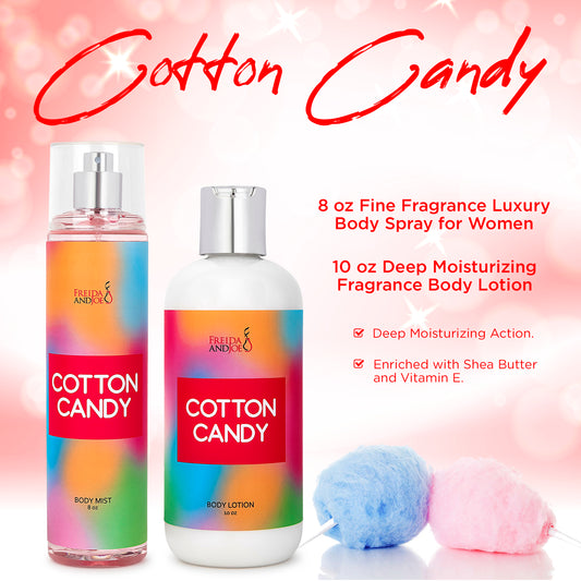 Cotton Candy Fragrance 10oz Body Lotion and 8oz Body Mist Spray Bundle