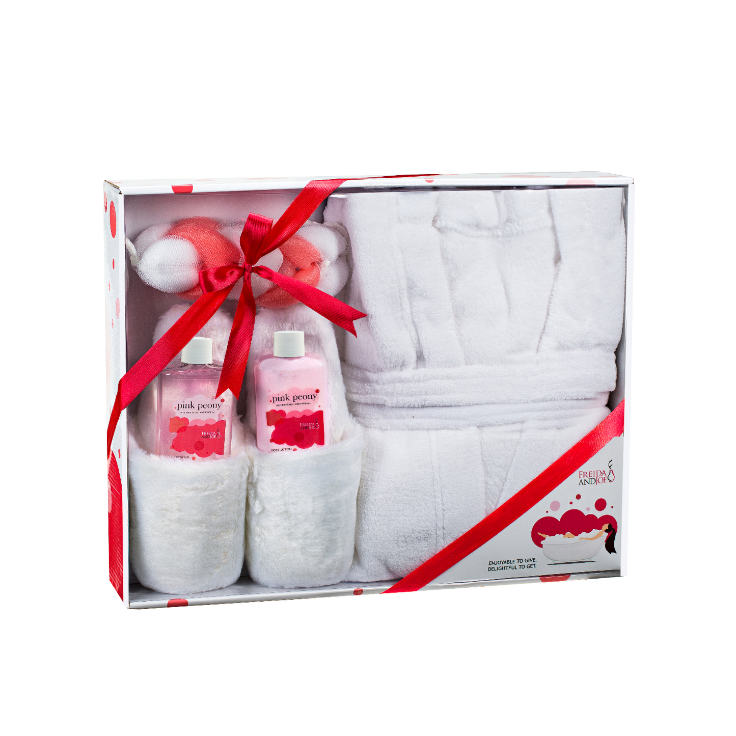 Luxury BathRobe Lush Slipper Spa Bath Body Set in Pink Peony Fragrance