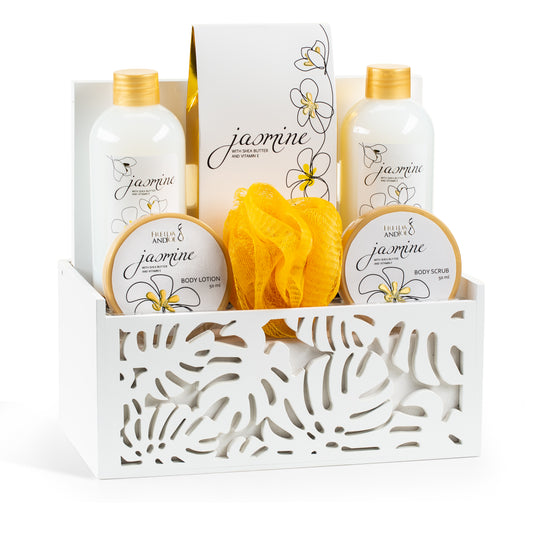 Jasmine Bath & Body Gift Set in White Tissue Box
