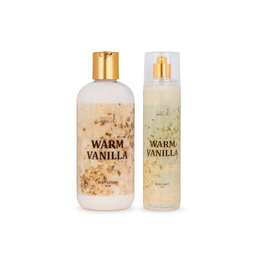 Warm Vanilla Fragrance 10oz Body Lotion and 8oz Body Mist Spray Bundle