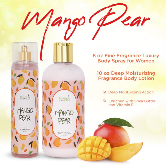 Mango Pear Fragrance 10oz Body Lotion and 8oz Body Mist Spray Bundle