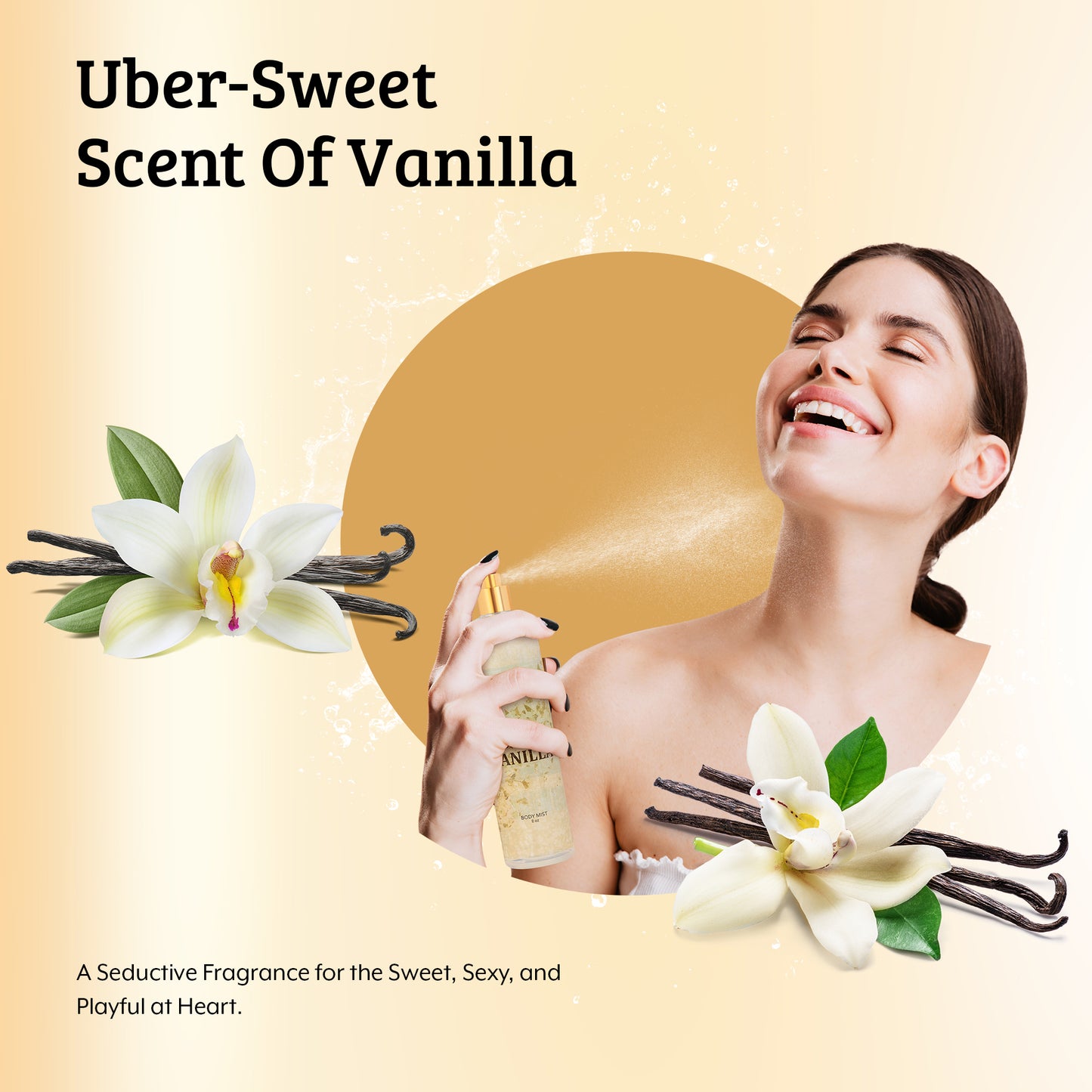 Warm Vanilla Fragrance Body Mist in 8oz Spray Bottle