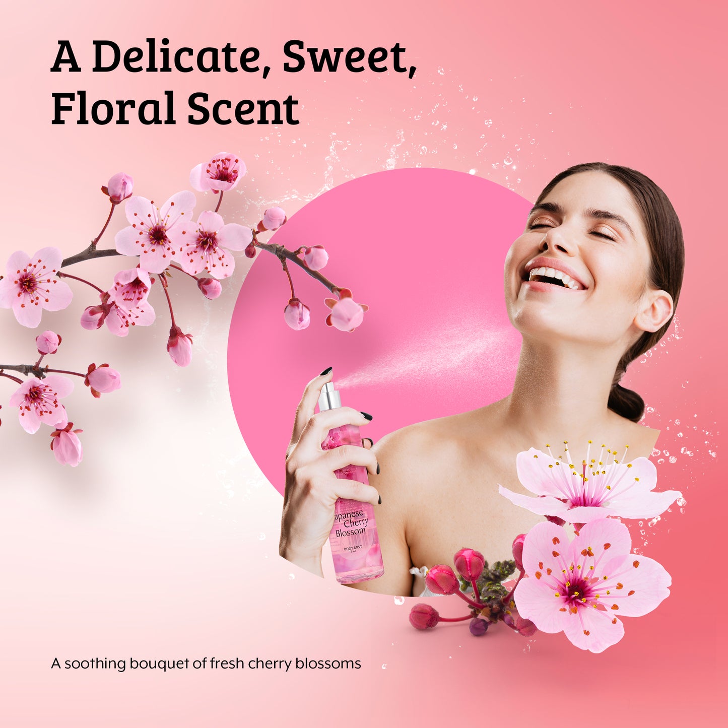 Japanese Cherry Blossom Fragrance Body Mist in 8oz Spray Bottle