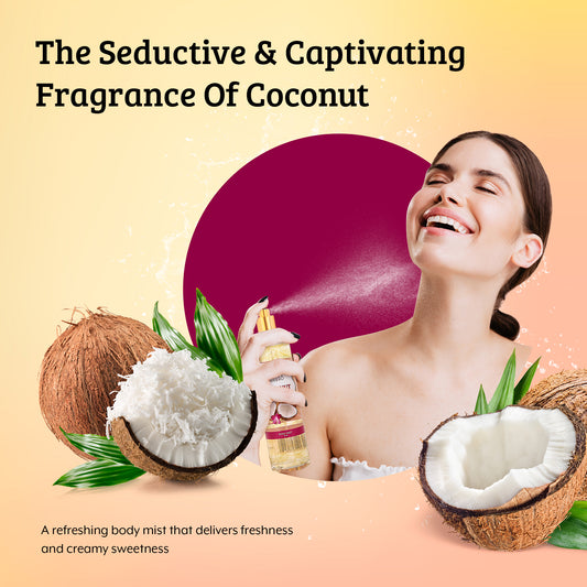 Coconut Fragrance Body Mist in 8oz Spray Bottle