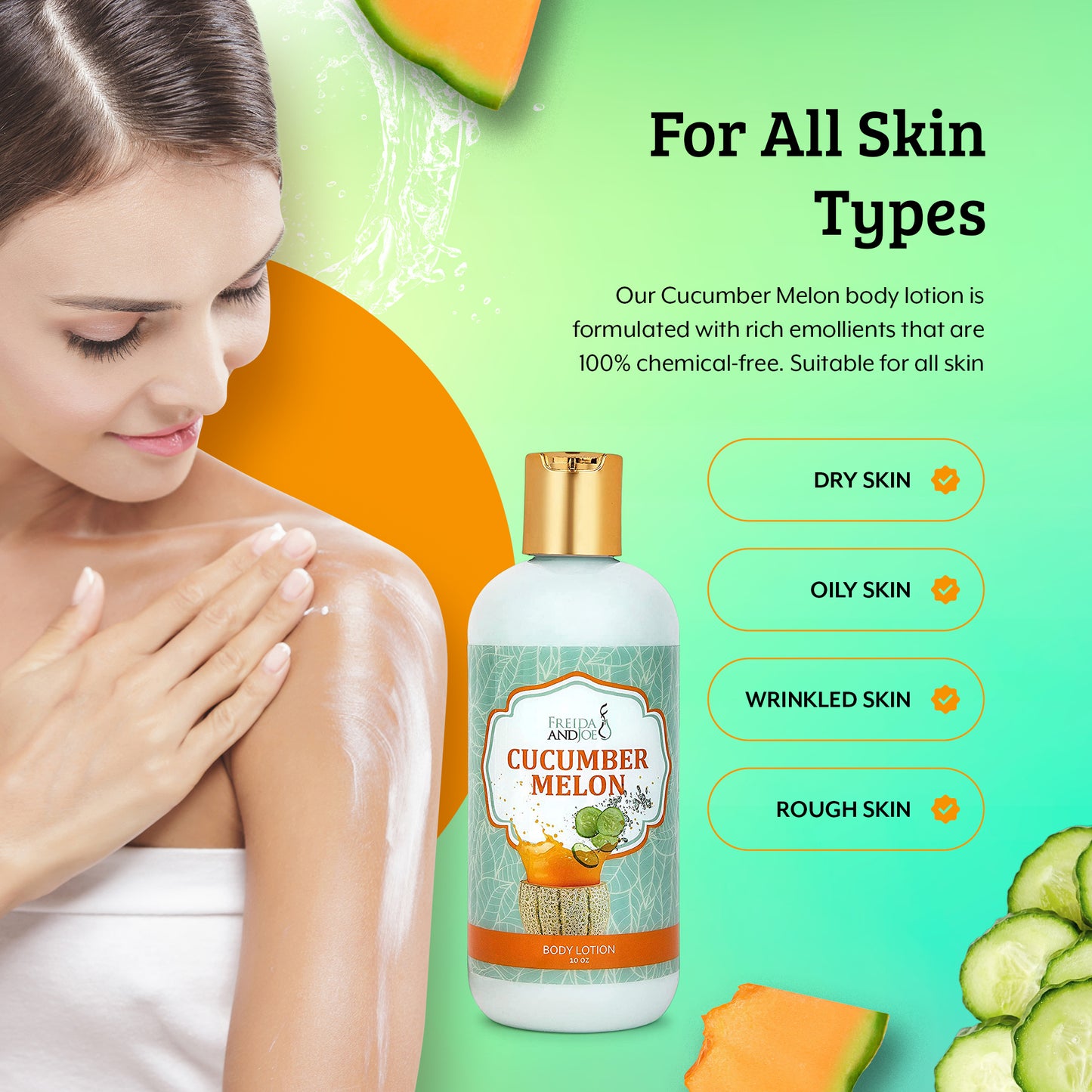 Cucumber Melon Fragrance Body Lotion in 10oz Bottle
