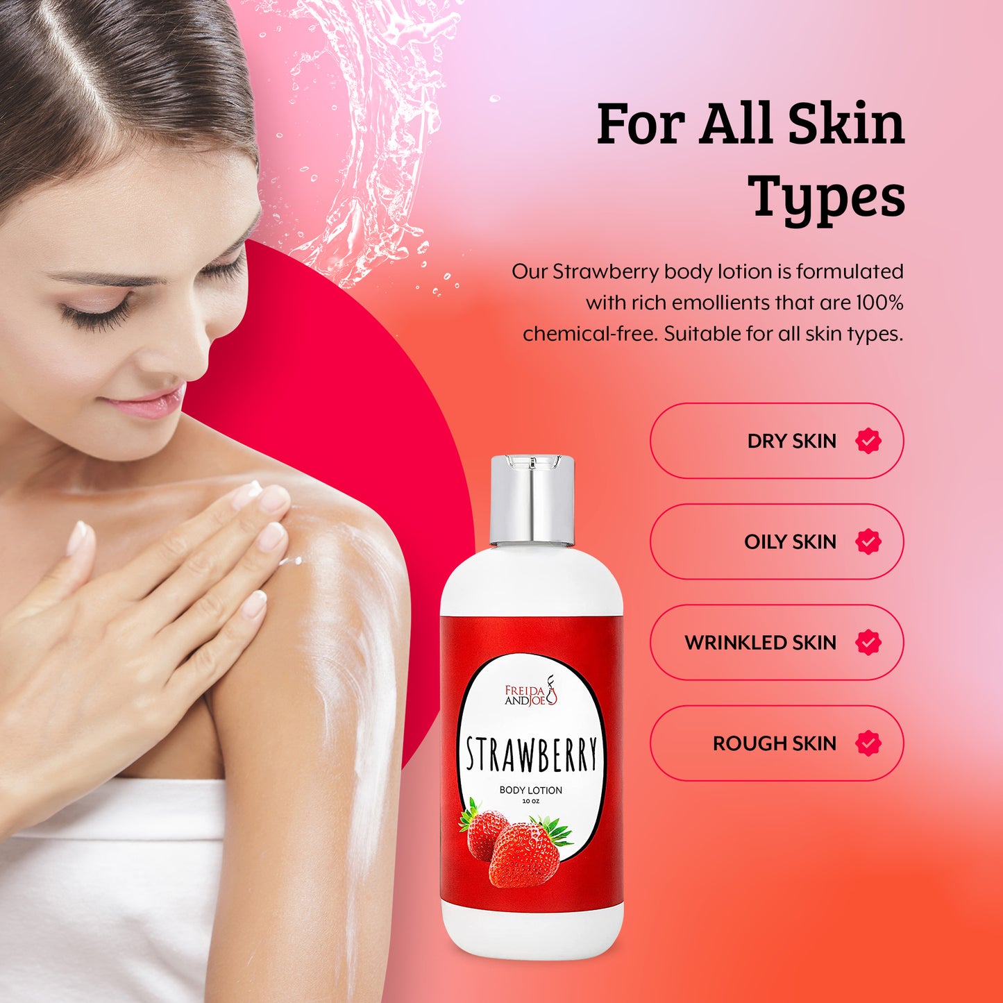 Strawberry Fragrance Body Lotion in 10oz Bottle