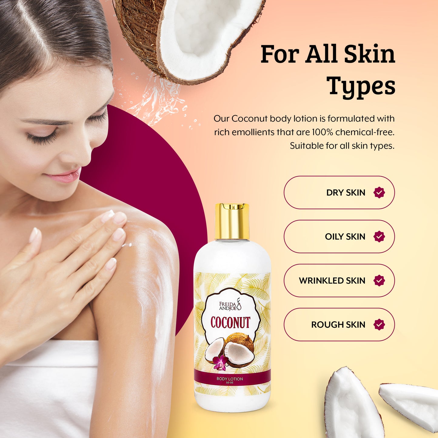 Coconut Fragrance Body Lotion in 10oz Bottle