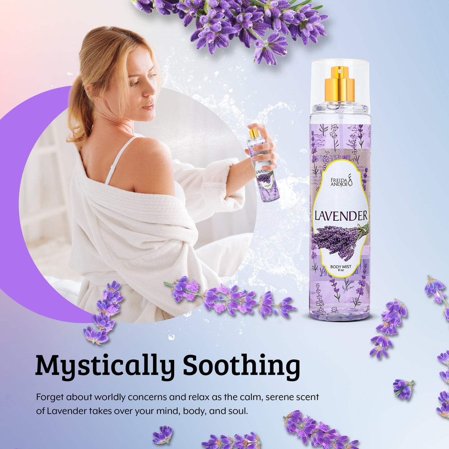 Lavender Fragrance Body Mist in 8oz Spray Bottle