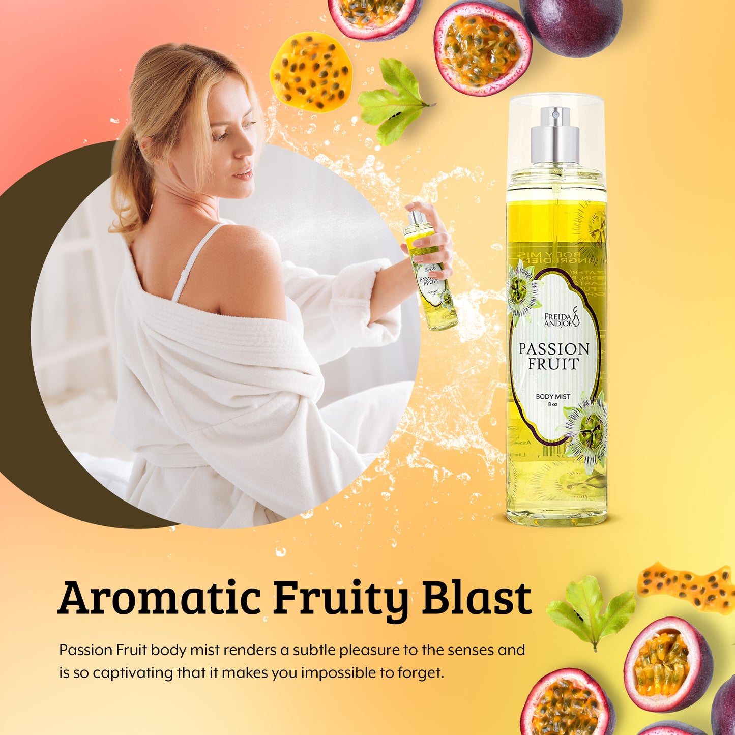 Passion Fruit Fragrance Body Mist in 8oz Spray Bottle