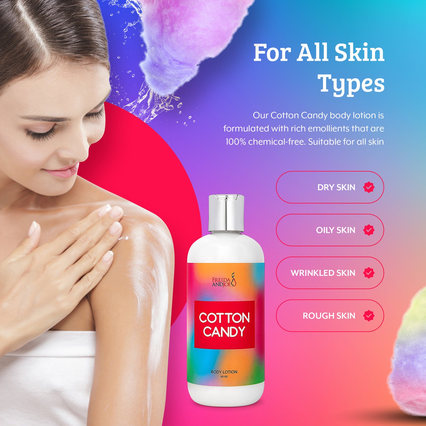 Cotton Candy Fragrance Body Lotion in 10oz Bottle
