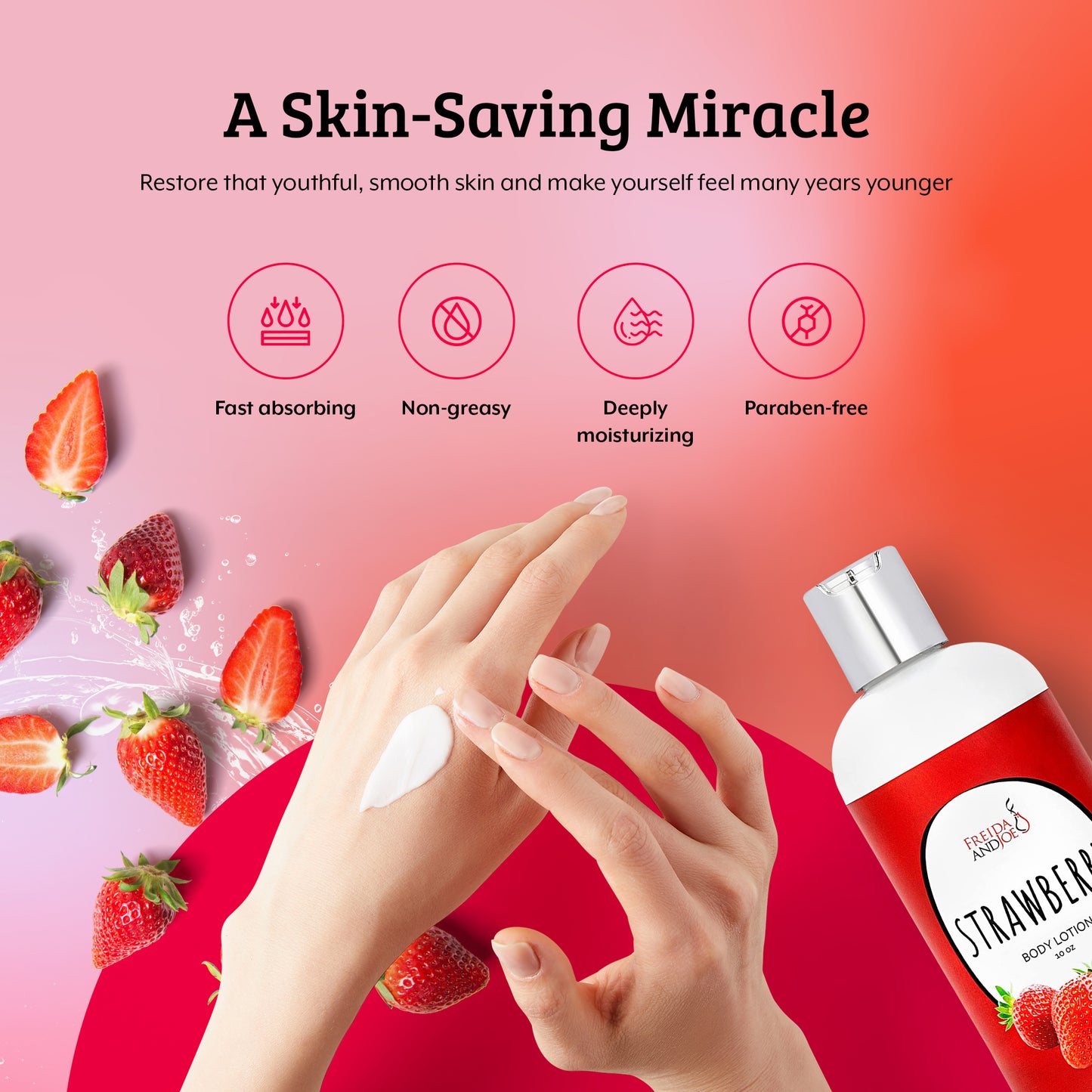Strawberry Fragrance Body Lotion in 10oz Bottle