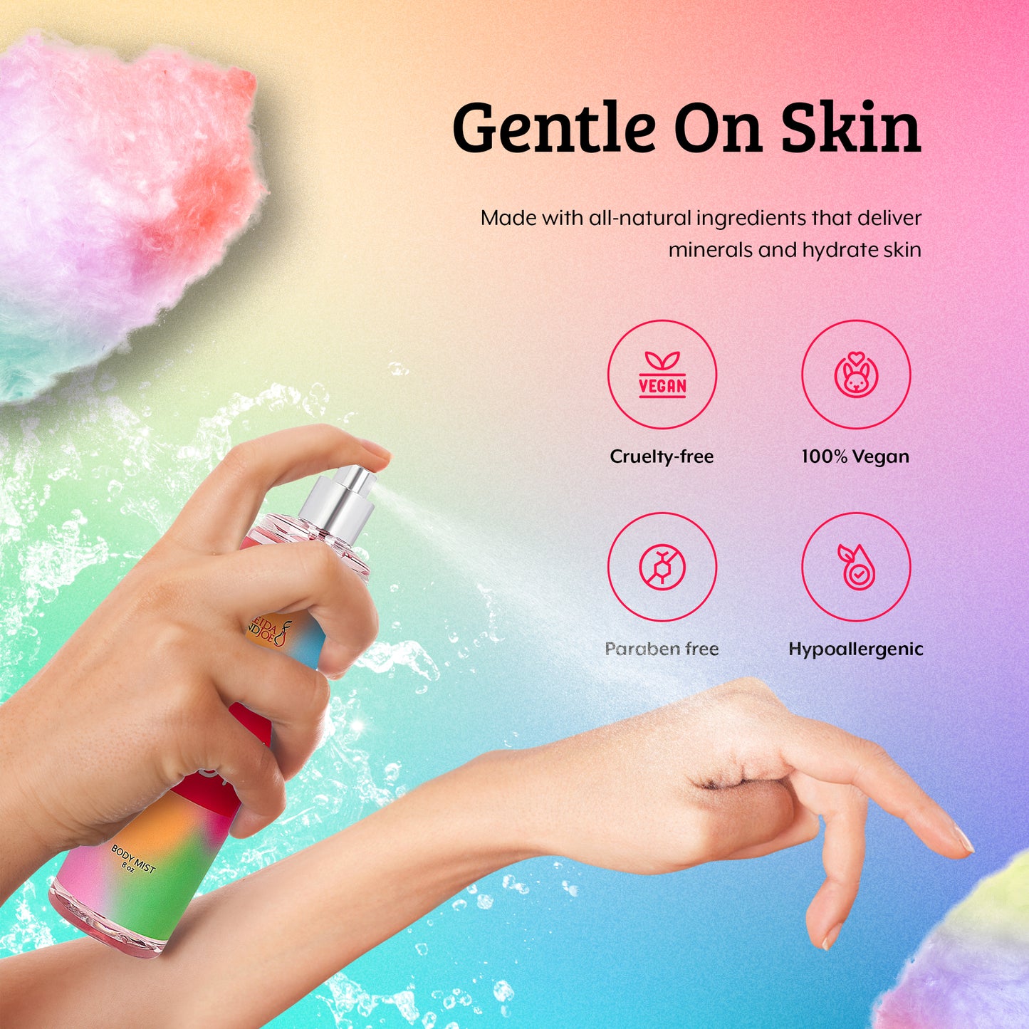 Cotton Candy Fragrance Body Mist in 8oz Spray Bottle