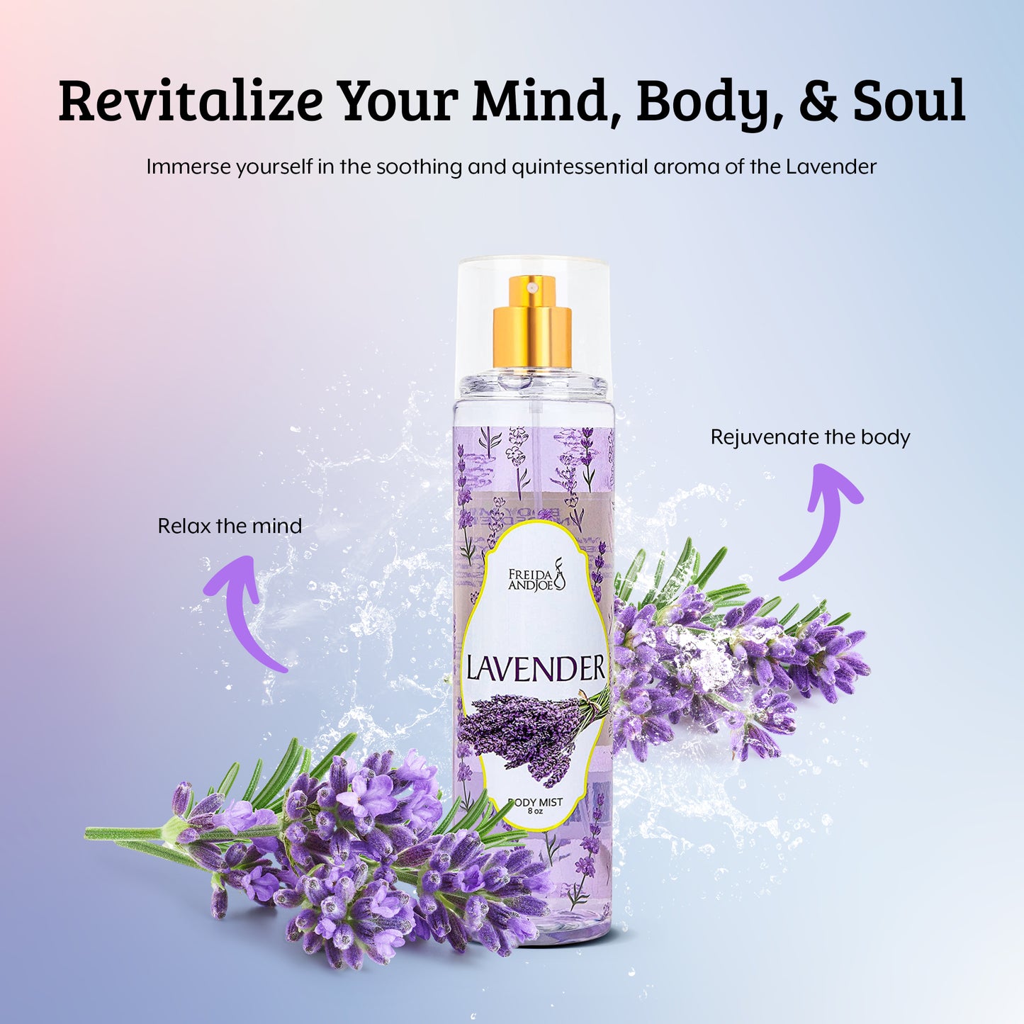 Lavender Fragrance Body Mist in 8oz Spray Bottle