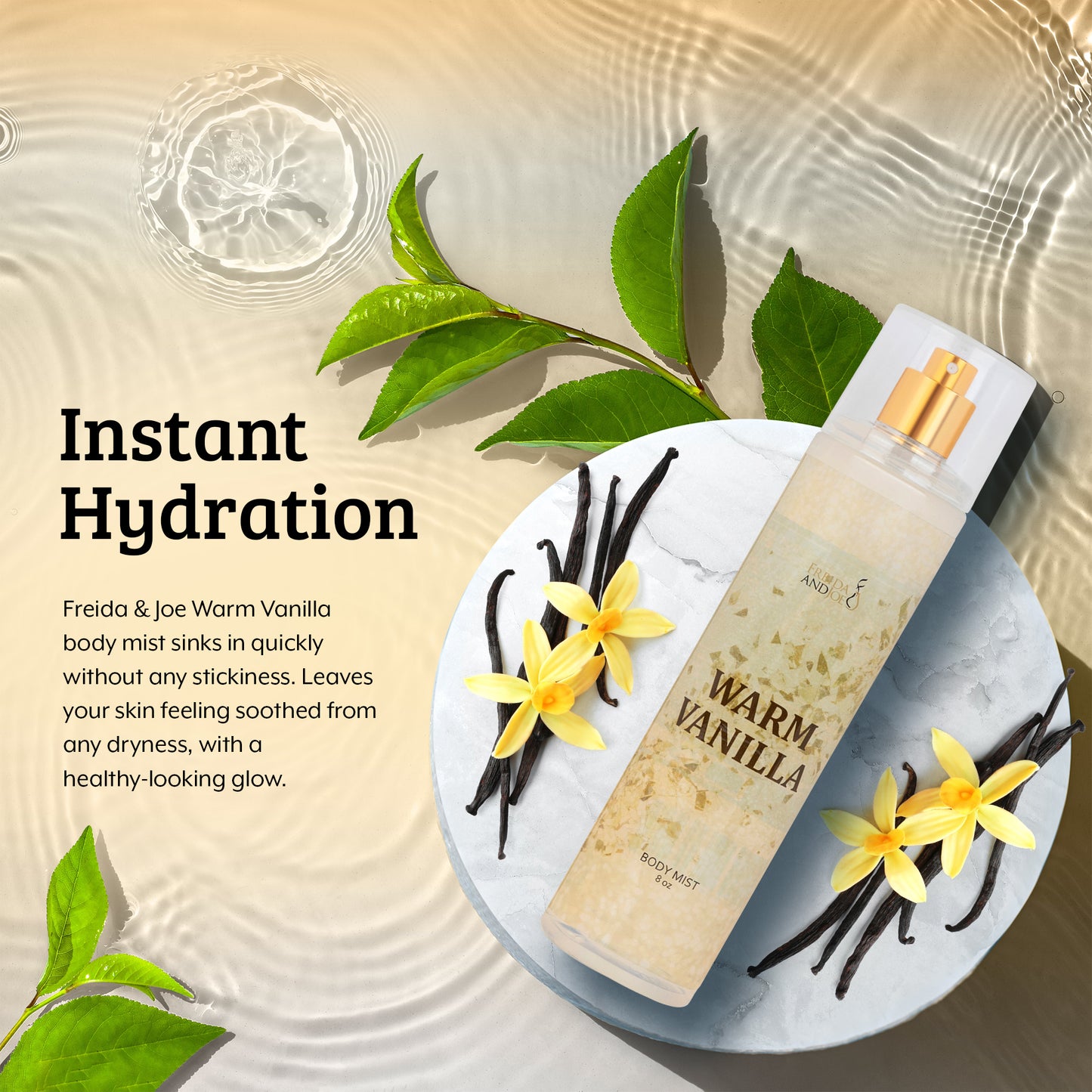 Warm Vanilla Fragrance Body Mist in 8oz Spray Bottle