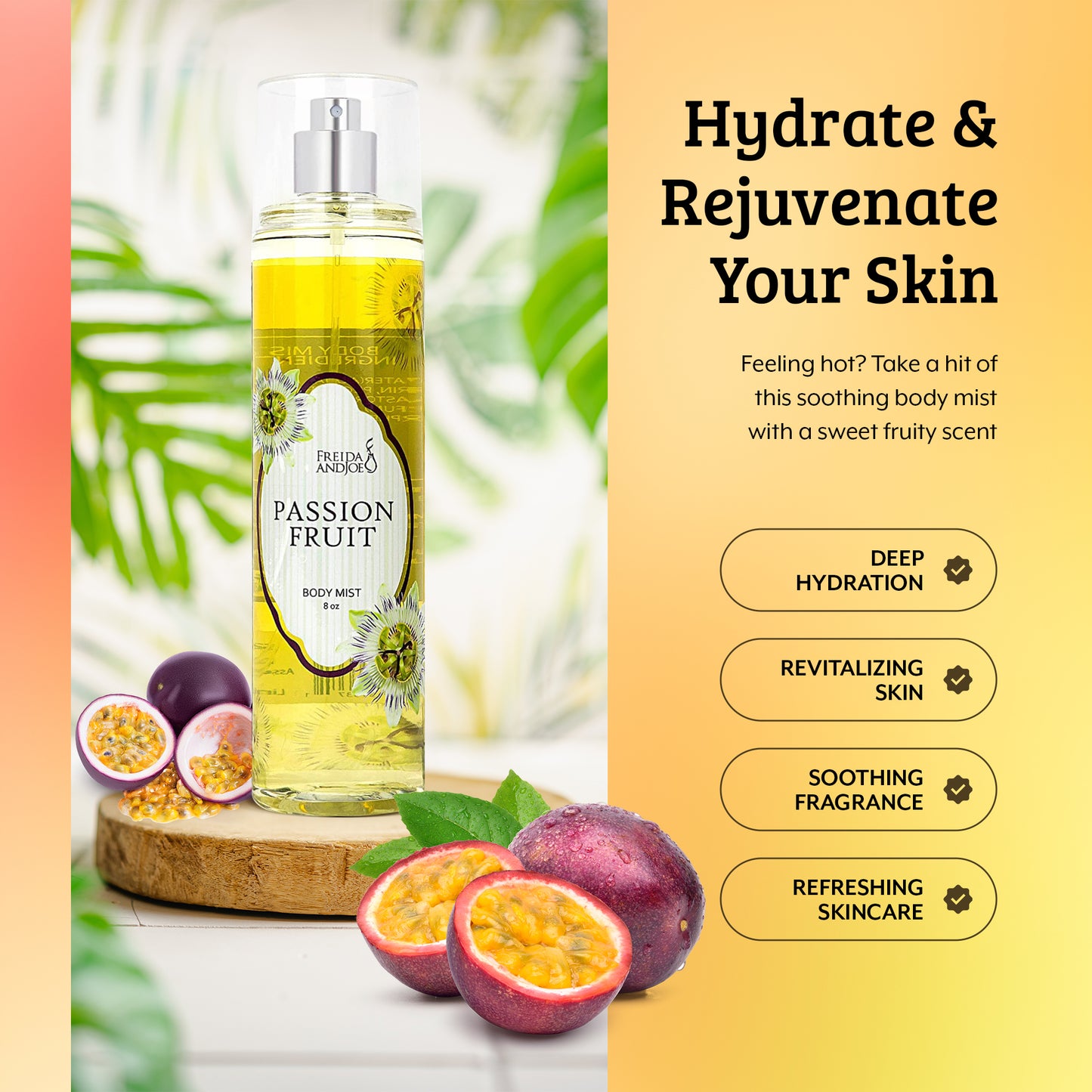 Passion Fruit Fragrance Body Mist in 8oz Spray Bottle