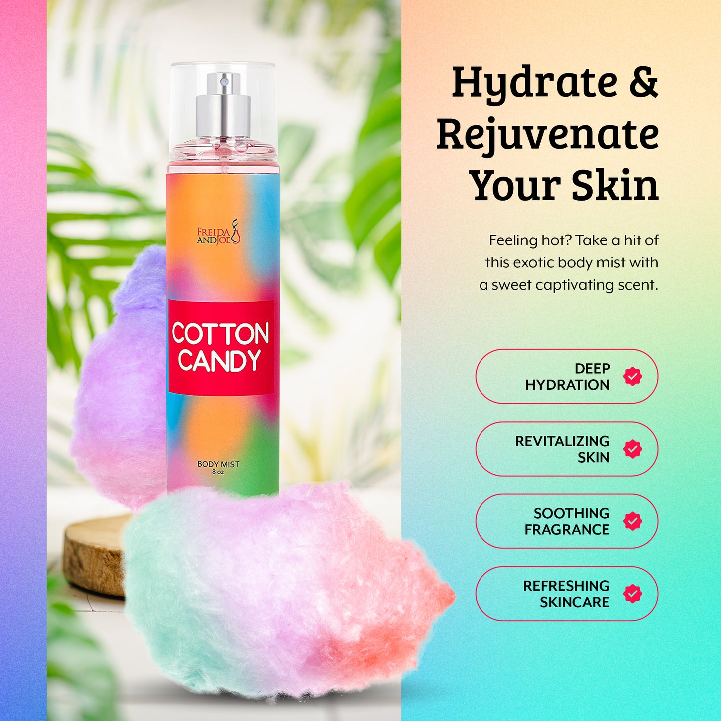 Cotton Candy Fragrance Body Mist in 8oz Spray Bottle