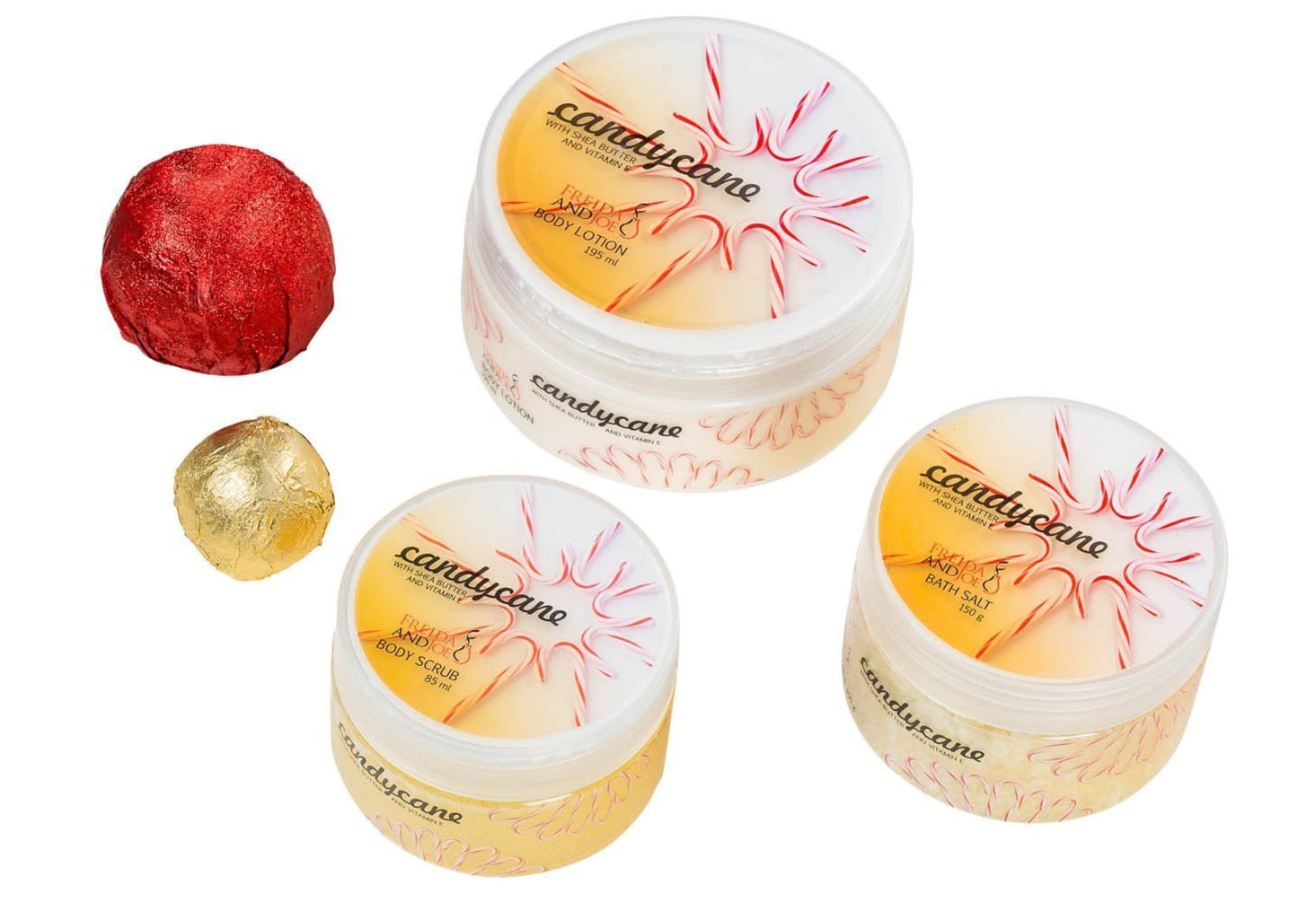 Candy Cane Bath & Body Gift Set in Gold Tree Iron Caddie