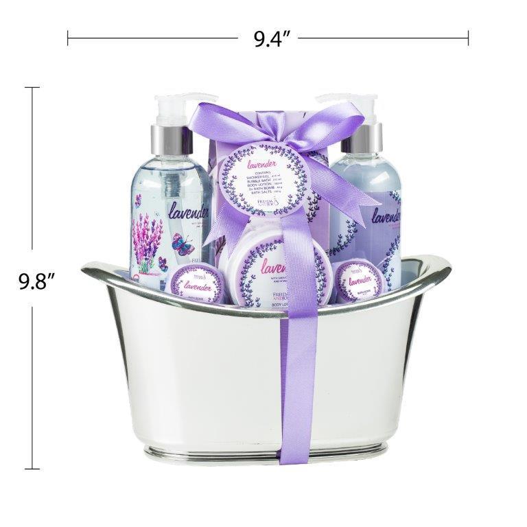 Lavender Bath Spa Set: Shower Gel, Bubble Bath, Body Lotion, Bath Bomb, Bath Salts