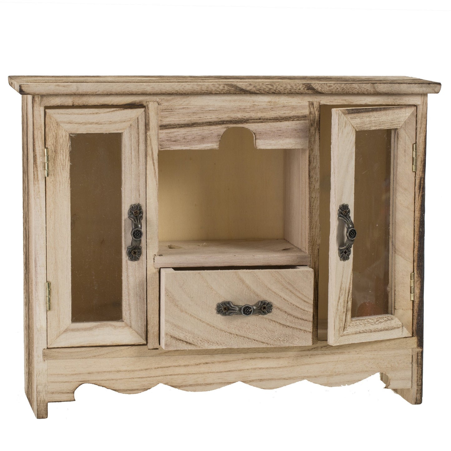 French Vanilla Spa Bath Gift Set in Natural Wood Curio With Refreshing Skin Care Products
