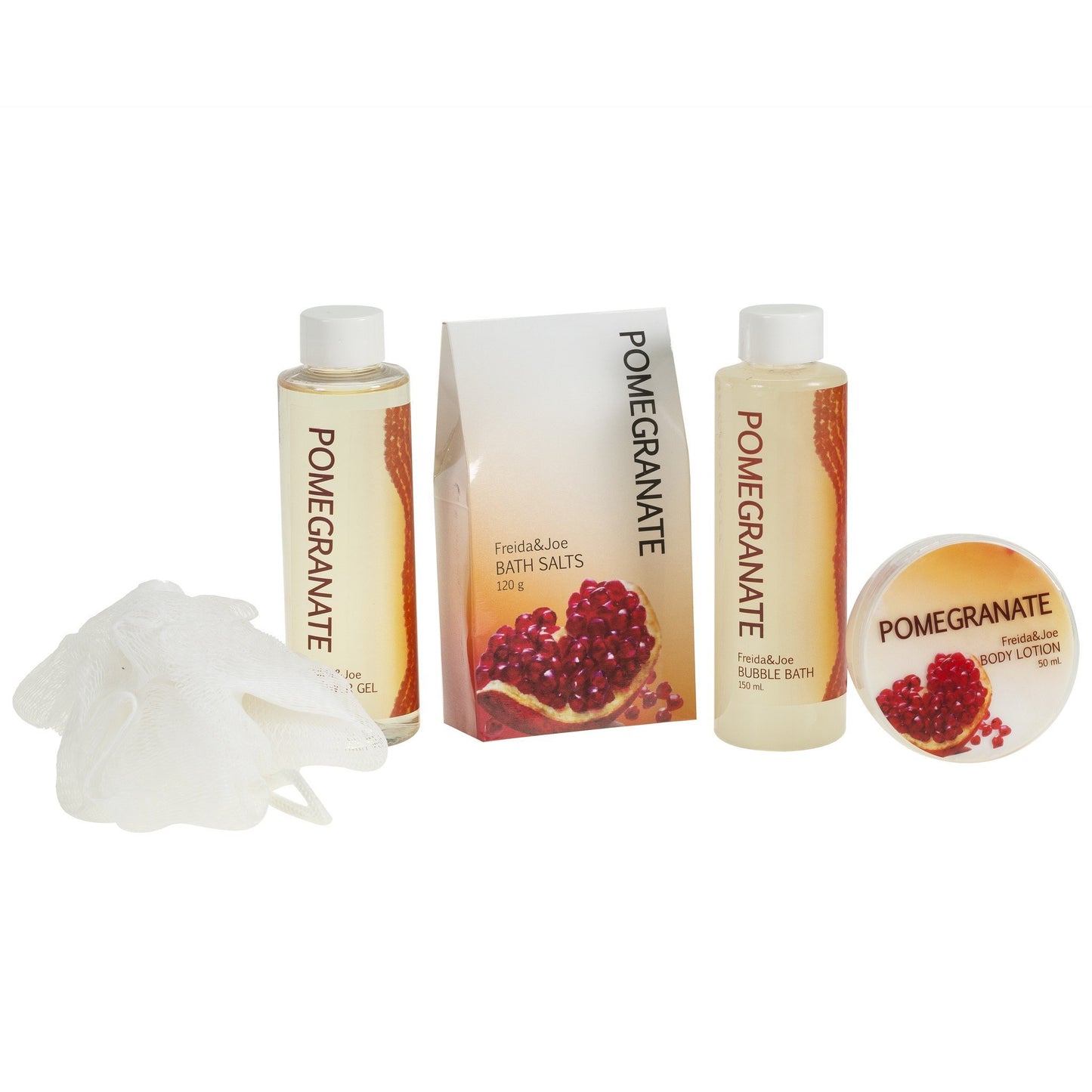 Pomegranate Bath Spa Basket: Bath Salts, Body Lotion, Shower Gel, Bubble Bath and Puff
