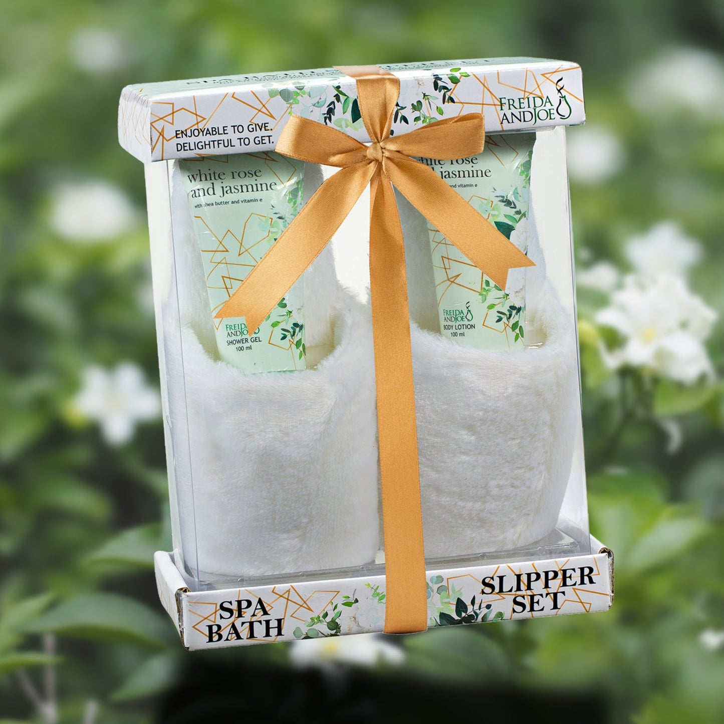 Luxury Slippers Bath & Body Spa Gift Set in White Rose Jasmine Fragrance