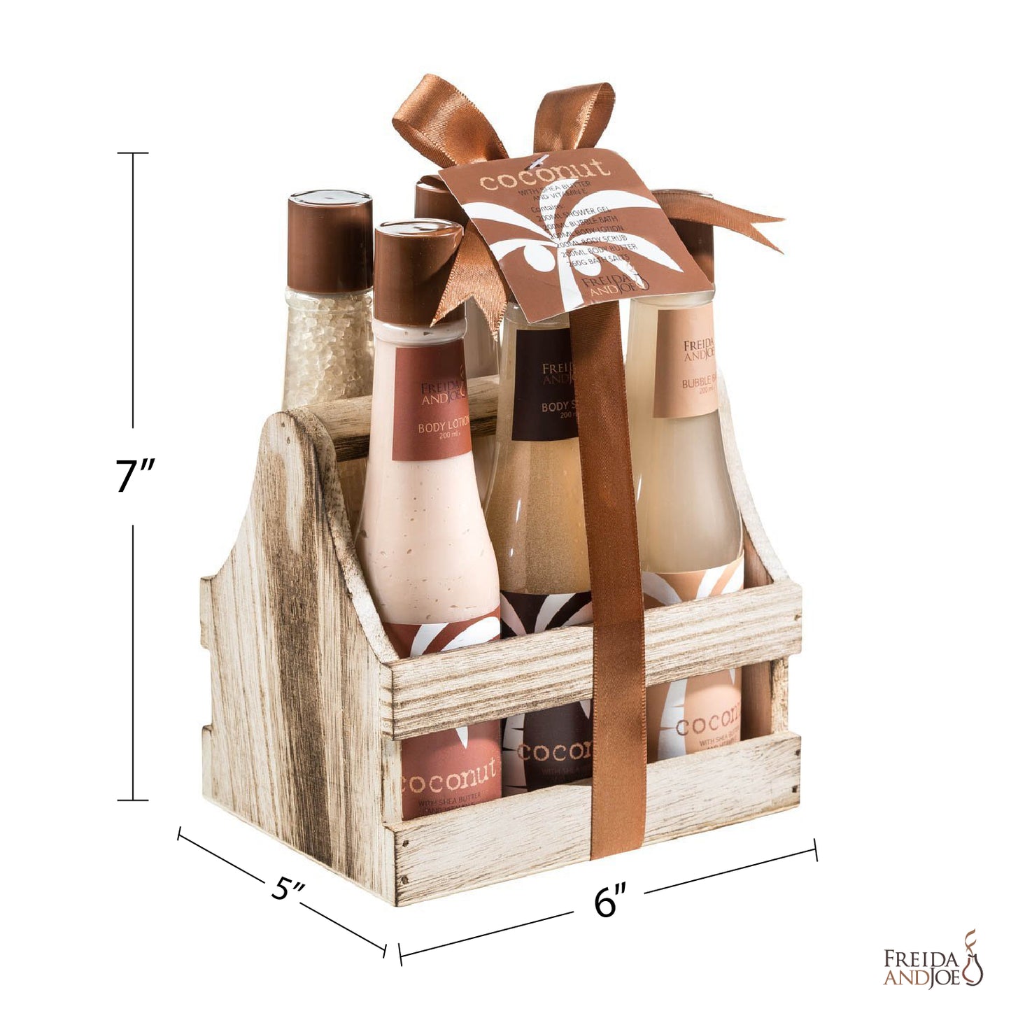 Tropical Coconut Bath & Body Gift Set in a Wooden Caddie