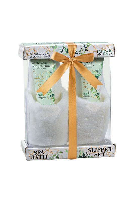 Luxury Slippers Bath & Body Spa Gift Set in White Rose Jasmine Fragrance