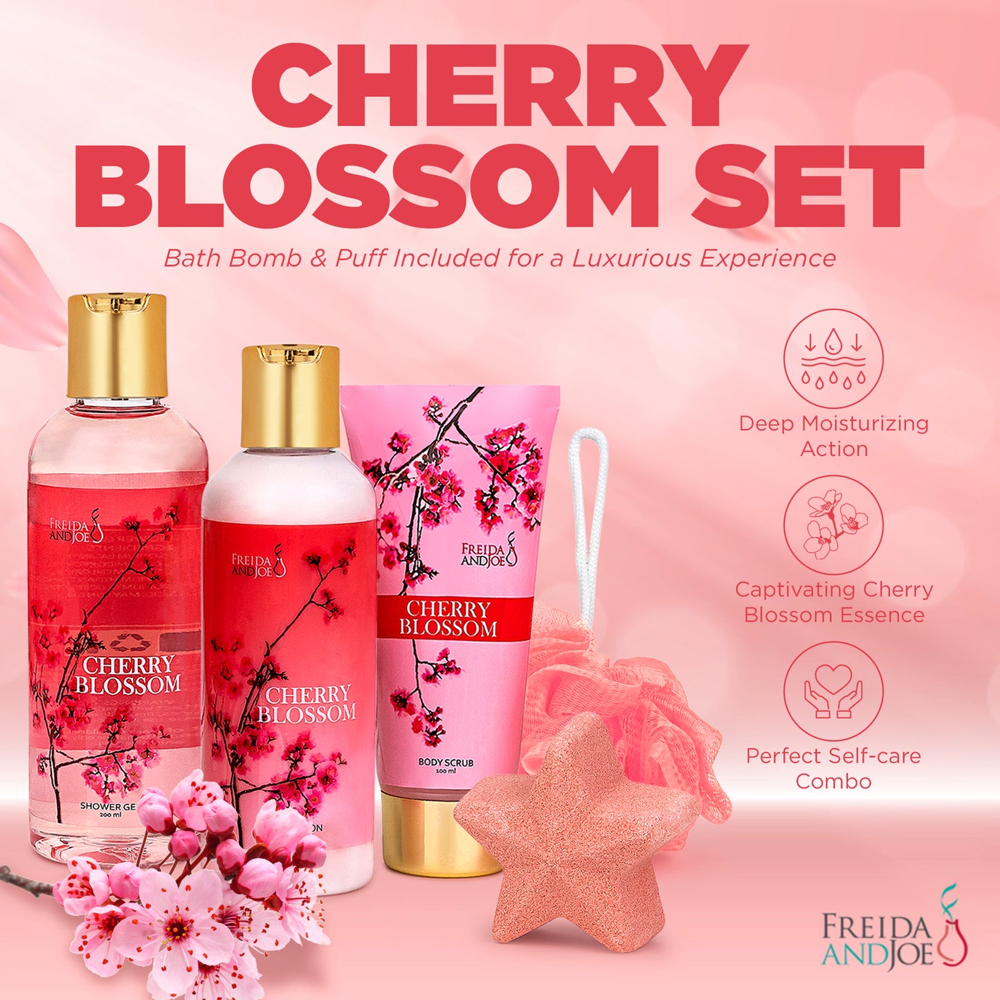 Cherry Blossom 5-Piece Bath and Body Gift Box Set