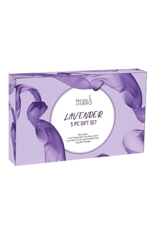 Lavender Fragrance Bath & Body Collection Gift Box, Includes Shower Gel, Body Lotion, Body Scrub, Bath Bomb & Sponge