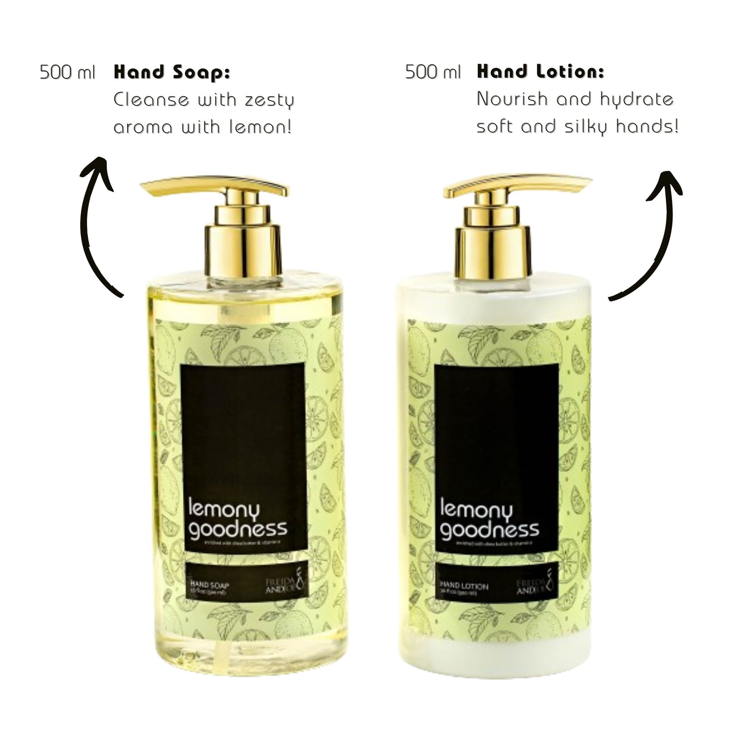 16 fl oz Lemon Citrus Aromatic and Nourishing Hand Soap and 16 fl oz Lotion Set - Keep Your Skin Incredibly Soft and Clean with Amazing Scent - Beautifully Presented in a Wooden Holder Unisex Formula