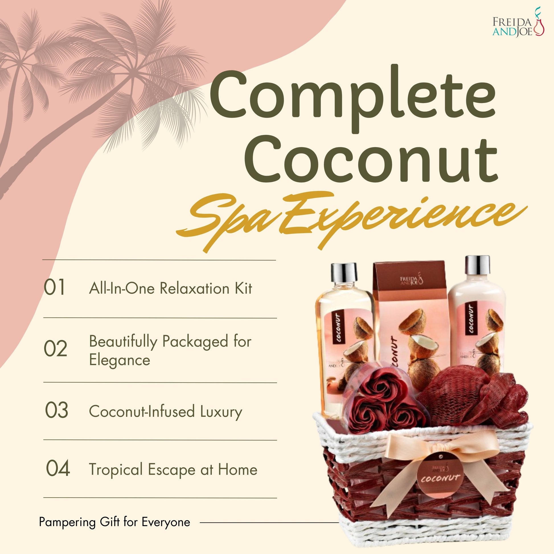 bath and body coconut palm Freida and Joe Coconut Basket Bath and Body Set Women's Brown