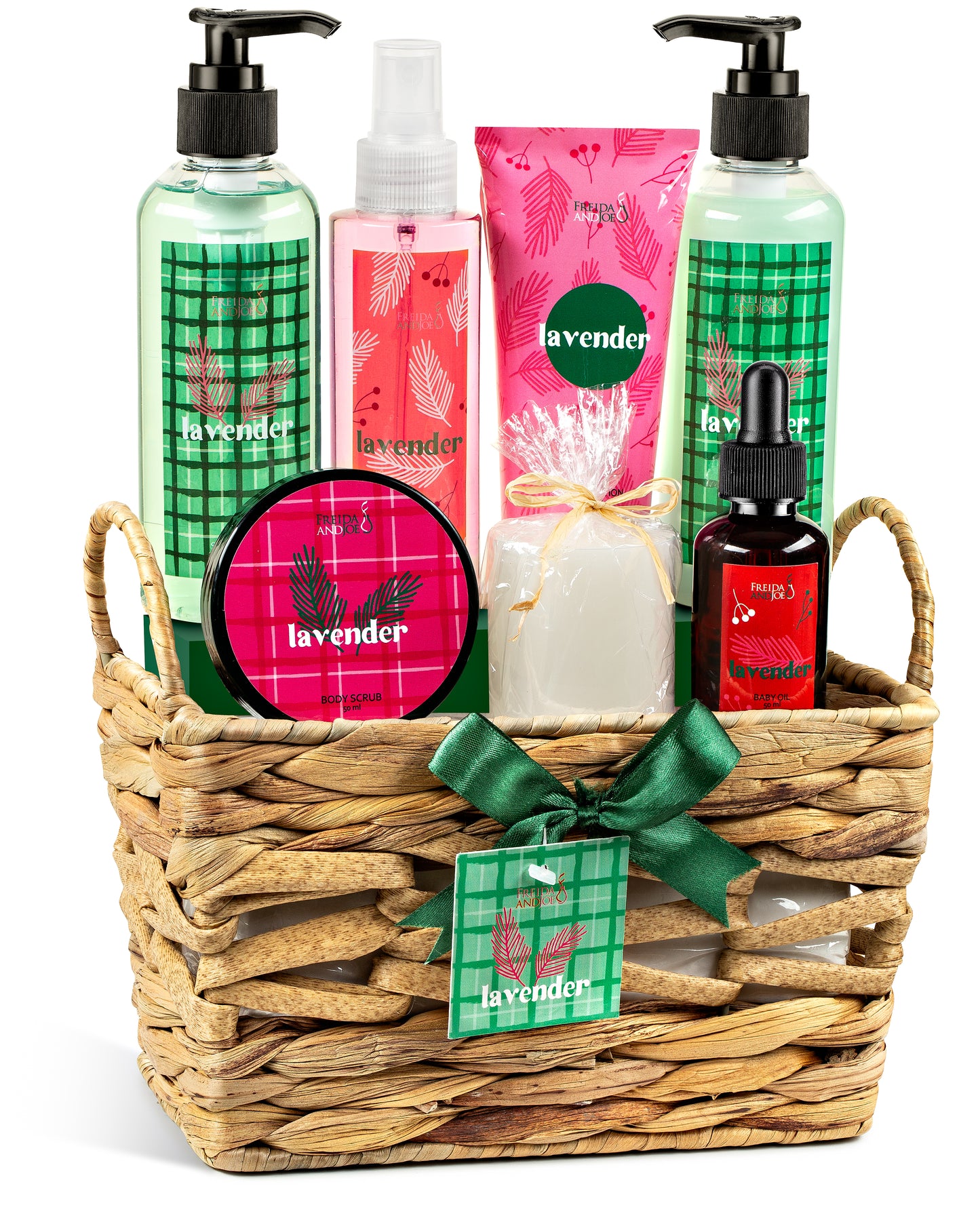 Lavender Bath and Body 9 Piece Gift Set in A Wicker Basket Calm & Relaxing Lavender Spa Gift Set for Women – Perfect Self-Care Gift for Holidays, Birthdays & Special Occasions