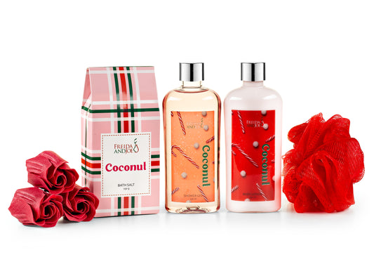 Coconut Spa Gift Basket, 6-Piece Bath & Body Set in a Wicker Basket – Perfect Holiday Gift