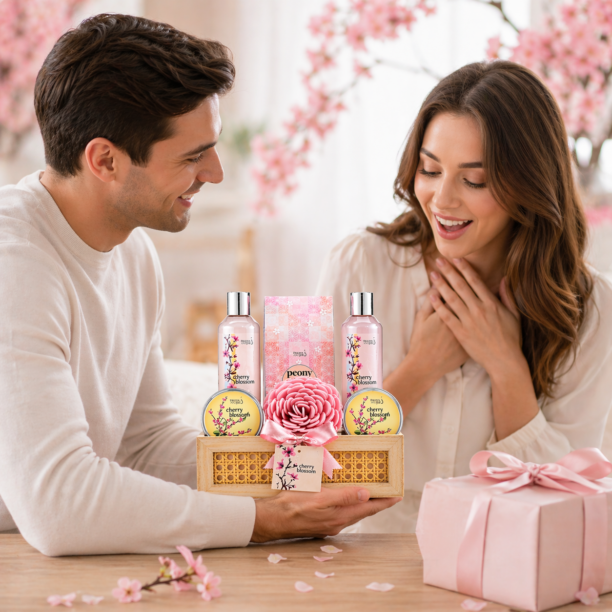 Cherry Blossom Spa Gift Basket for Women – Luxury Bath & Body Gift Set