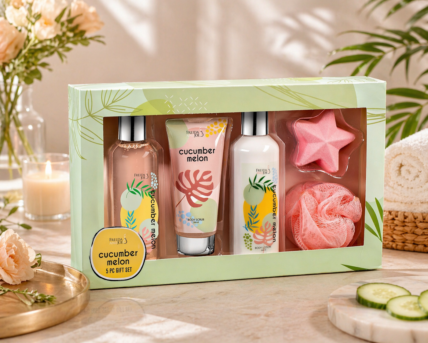 Cucumber Melon Spa Gift Box for Women – Luxury Bath & Body Gift Set