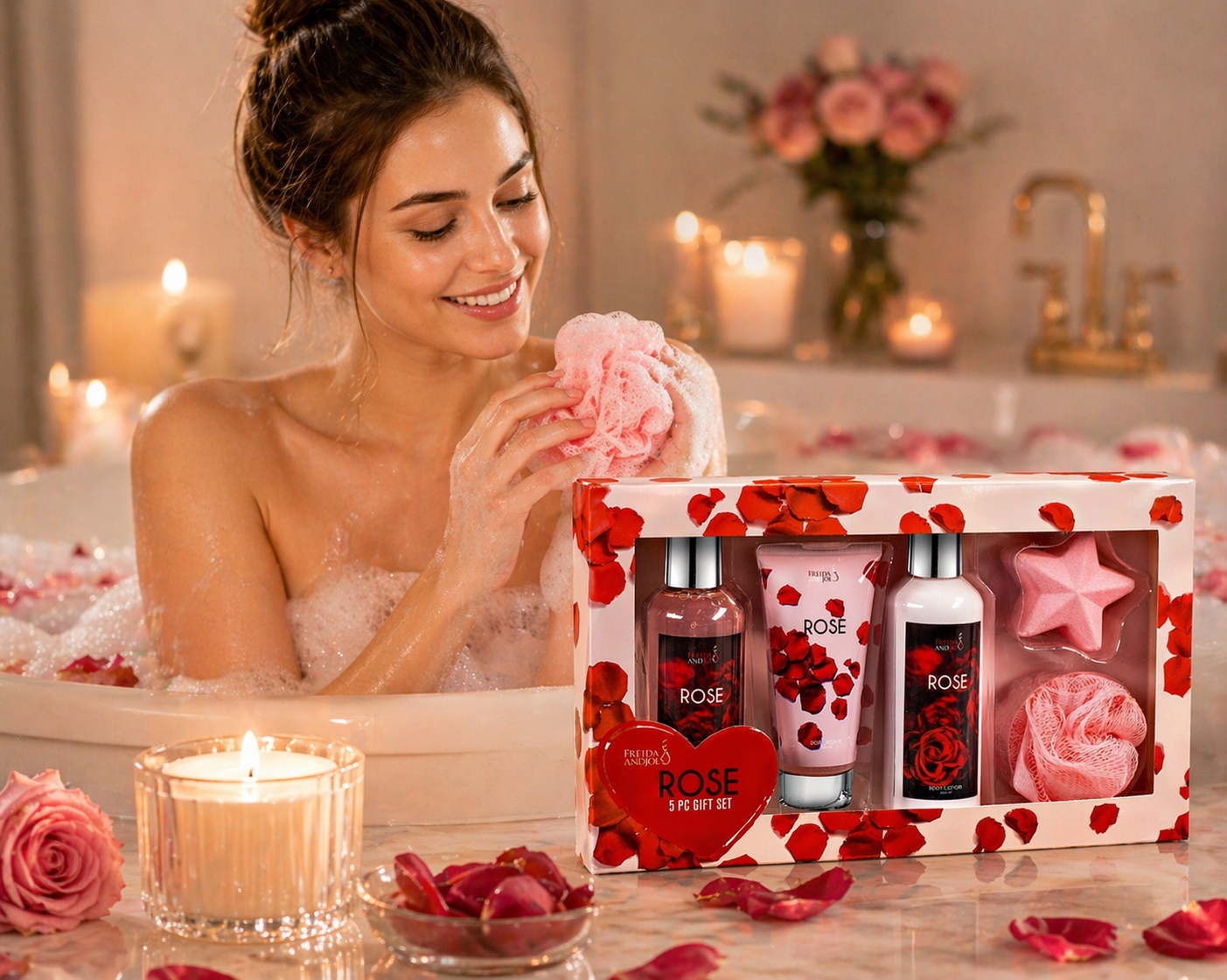 Rose Spa Gift Box for Women – Luxury Bath & Body Gift Set